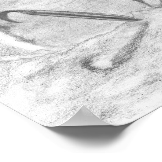 雪だるまグレースケールペンシルスケッチクリスマスシーン ポスター (角)