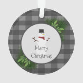 雪だるまグレーバッファロープレイドオーナメント オーナメント (裏面)