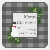 雪だるまグレーバッファロープレイドシール スクエアシール (正面)