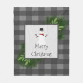 雪だるまグレーバッファロープレイドフリースブランケット フリースブランケット (正面)