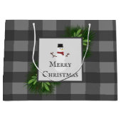 雪だるまグレーバッファロープレイド抱き枕 ラージペーパーバッグ (正面)