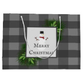 雪だるまグレーバッファロープレイド抱き枕 ラージペーパーバッグ (裏面)