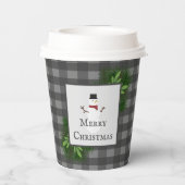 雪だるまグレーバッファロープレイド紙カップ 紙コップ (裏面)