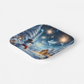 雪だるまコテージ冬紙プレート ペーパープレート (傾斜あり)