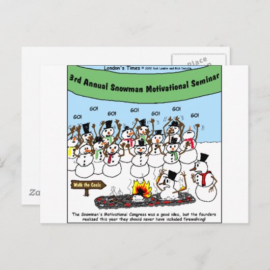 雪だるまコンベンショおもしろいンギフト&ティー シーズンポストカード (正面/裏面)