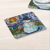 雪だるまコースターセット スクエアペーパーコースター (アングル)