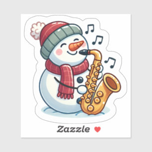 雪だるまサクソポニスト シール