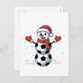 雪だるまサッカークリスマスサンタ野球スポーツ シーズンポストカード (正面/裏面)