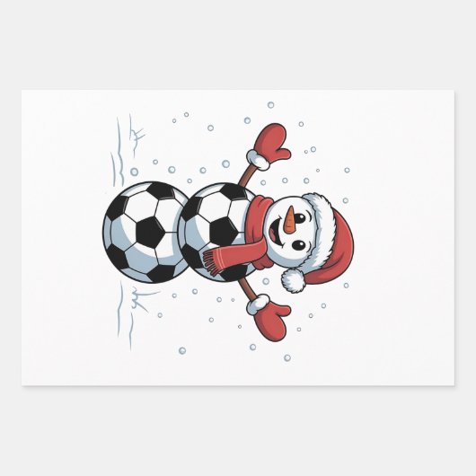 雪だるまサッカークリスマスサンタ野球スポーツ ラッピングペーパーシート (正面)
