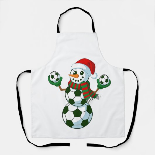 雪だるまサッカークリスマススポーツ愛好家 エプロン (正面)