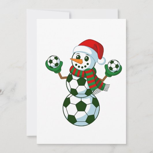 雪だるまサッカークリスマススポーツ愛好家 サンキューカード (正面)
