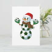 雪だるまサッカークリスマススポーツ愛好家 サンキューカード (スタンド正面)