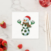雪だるまサッカークリスマススポーツ愛好家 スタンダードカクテルナプキン (インサイチュ)