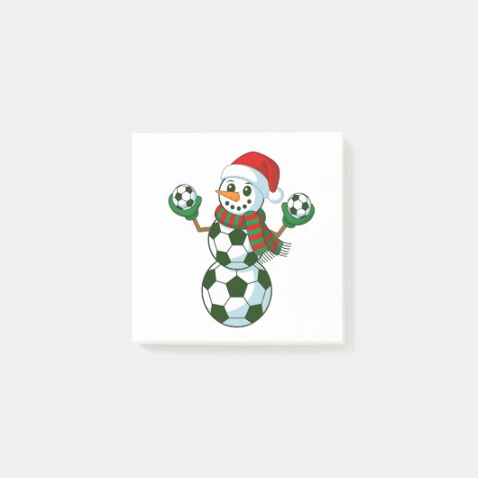 雪だるまサッカークリスマススポーツ愛好家 ポストイット (正面)