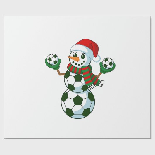 雪だるまサッカークリスマススポーツ愛好家 ラッピングペーパー (フラット)