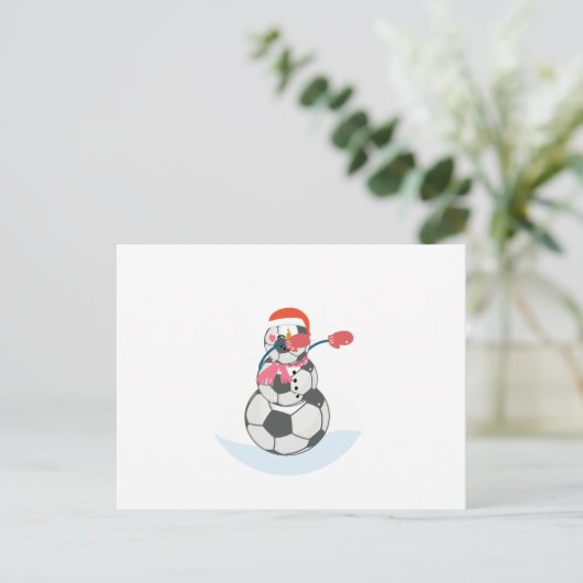 雪だるまサッカーダビングスおもしろいクリスマスダブボール シーズンポストカード (スタンド正面)