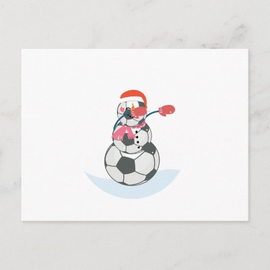 雪だるまサッカーダビングスおもしろいクリスマスダブボール シーズンポストカード (正面)