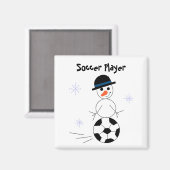 雪だるまサッカー マグネット (正面/裏面)