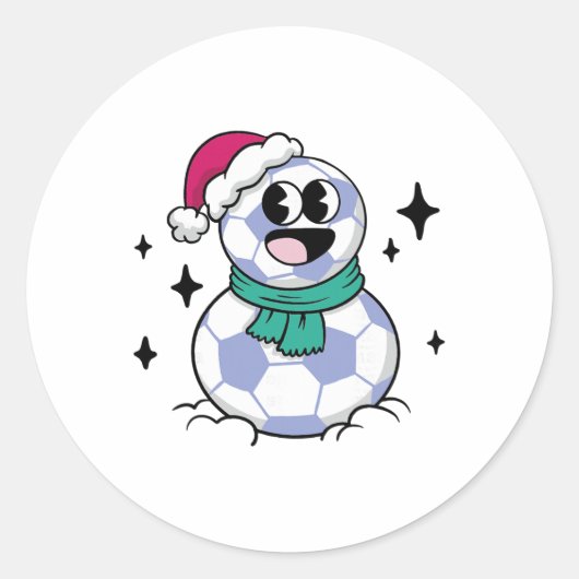 雪だるまサッカー ラウンドシール (正面)