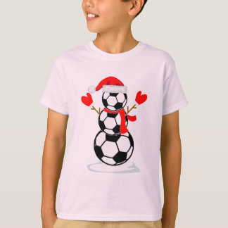 雪だるまサッカーTシャツおもしろいクリスマスギフトシャツ Tシャツ