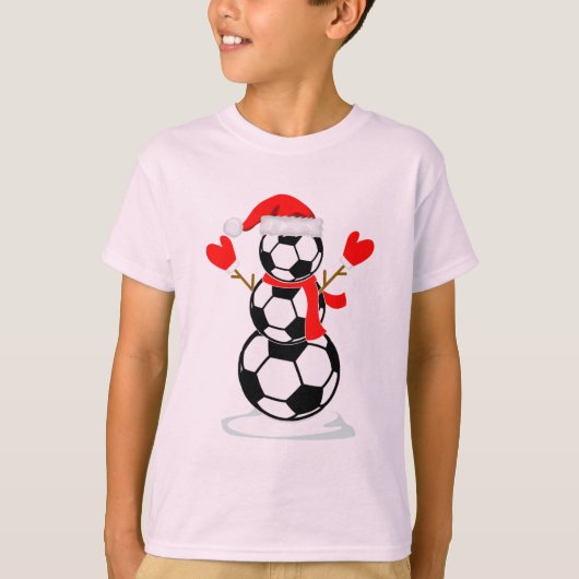 雪だるまサッカーTシャツおもしろいクリスマスギフトシャツ Tシャツ (正面)