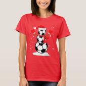 雪だるまサッカーTシャツおもしろいクリスマスギフトシャツ Tシャツ (正面)