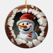 雪だるまサンタハット – 3D セラミックオーナメント (裏面)