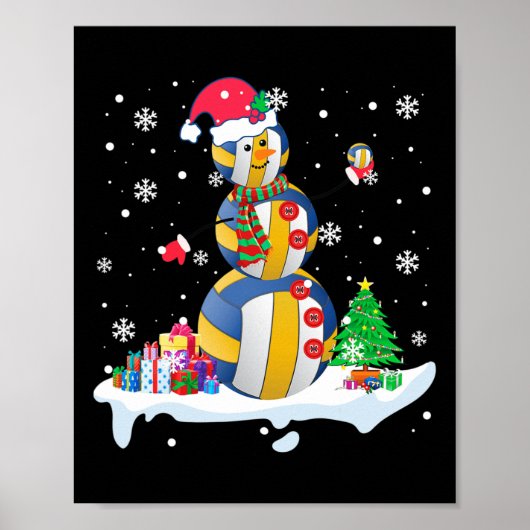 雪だるまサンタ遊バレーボールクリスマス選手 ポスター (正面)