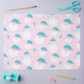 雪だるまサンタ雪片ピンクグリーンクリスマス 薄葉紙 (クラフト)