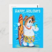 雪だるまサーファーおもしろいハッピーホリデーズハガキ ポストカード (正面/裏面)