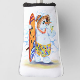 雪だるまサーファーの面白いゴルフヘッドカバー ゴルフヘッドカバー