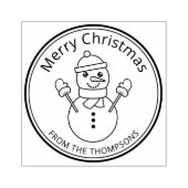 雪だるまシェイプフェスティバルスケッチメリークリスマス ラバースタンプ (インプリント)