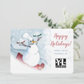 雪だるまシェフカテラーレストラン料理クリスマス シーズンカード (スタンド正面)