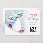 雪だるまシェフカテラーレストラン料理クリスマス シーズンカード (正面/裏面)