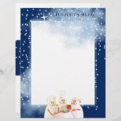 雪だるまシェフクリスマスホリデーメニューのレターヘッド (正面/裏面)