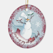雪だるまシェフ料理グルメクリスマスジョイ セラミックオーナメント (左)