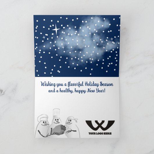 雪だるまシェフ料理レストランカテラークリスマス シーズンカード (内部)