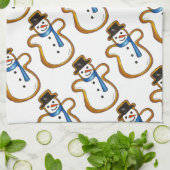 雪だるまシュガークッキークリスマスハヌッカホリデイ キッチンタオル (折り畳み)