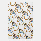 雪だるまシュガークッキークリスマスハヌッカホリデイ キッチンタオル (縦)