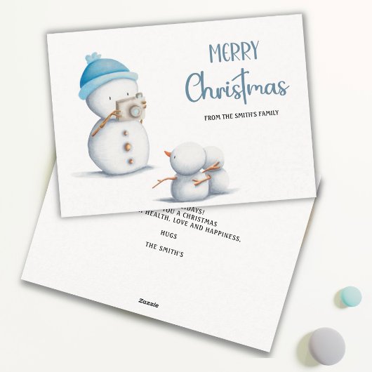 雪だるまシンプル写真家メリークリスマス シーズンカード