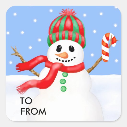 雪だるまシール スクエアシール (正面)