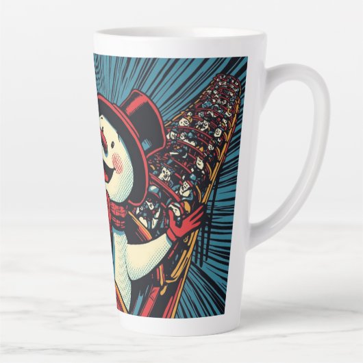 雪だるまジェットコースターに乗って楽しむ。 カフェラテマグ (右)