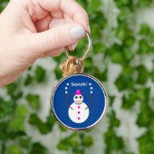 雪だるまジャグリングのクリスマススノーレディおもしろいー キーホルダー (手)