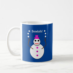 雪だるまジャグリングのクリスマススノーレディおもしろいー コーヒーマグカップ