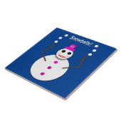 雪だるまジャグリングのクリスマススノーレディおもしろいー タイル (側面)