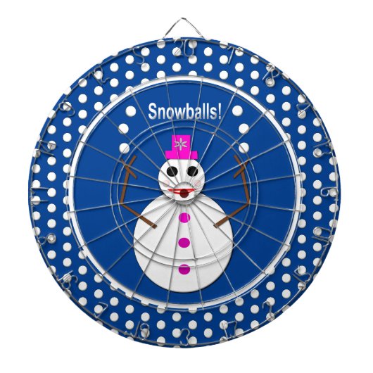 雪だるまジャグリングのクリスマススノーレディおもしろいー ダーツボード (正面)