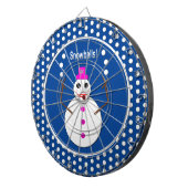 雪だるまジャグリングのクリスマススノーレディおもしろいー ダーツボード (正面右)
