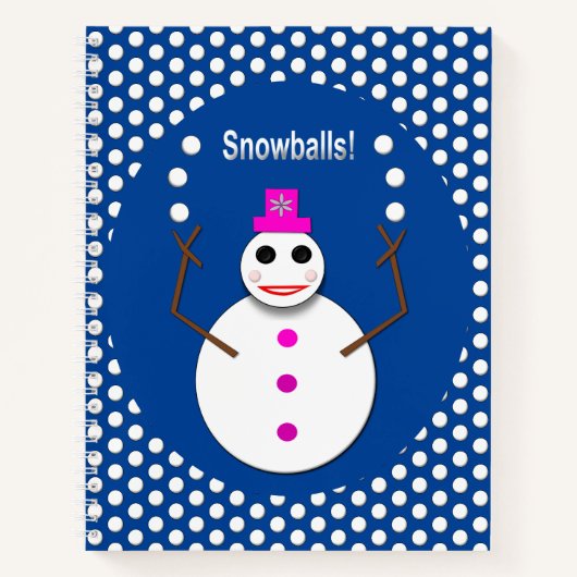 雪だるまジャグリングのクリスマススノーレディおもしろいー ノートブック (正面)