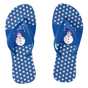 雪だるまジャグリングのクリスマススノーレディおもしろいー ビーチサンダル