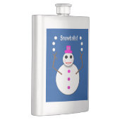 雪だるまジャグリングのクリスマススノーレディおもしろいー フラスク (右)